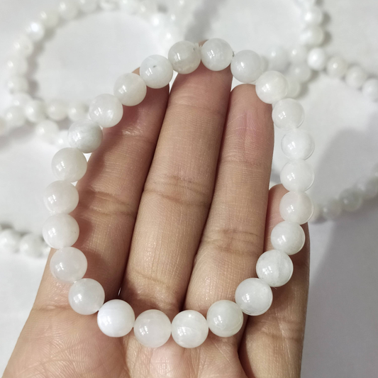 White Rainbow Moonstone Bracelet 6mm