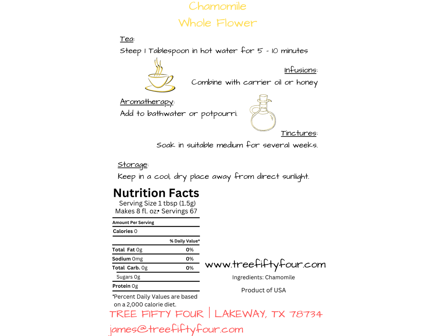 Chamomile Whole Flower - 1oz.