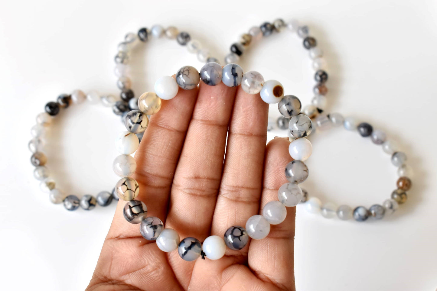 Dragon Vein Agate Bracelet 4mm