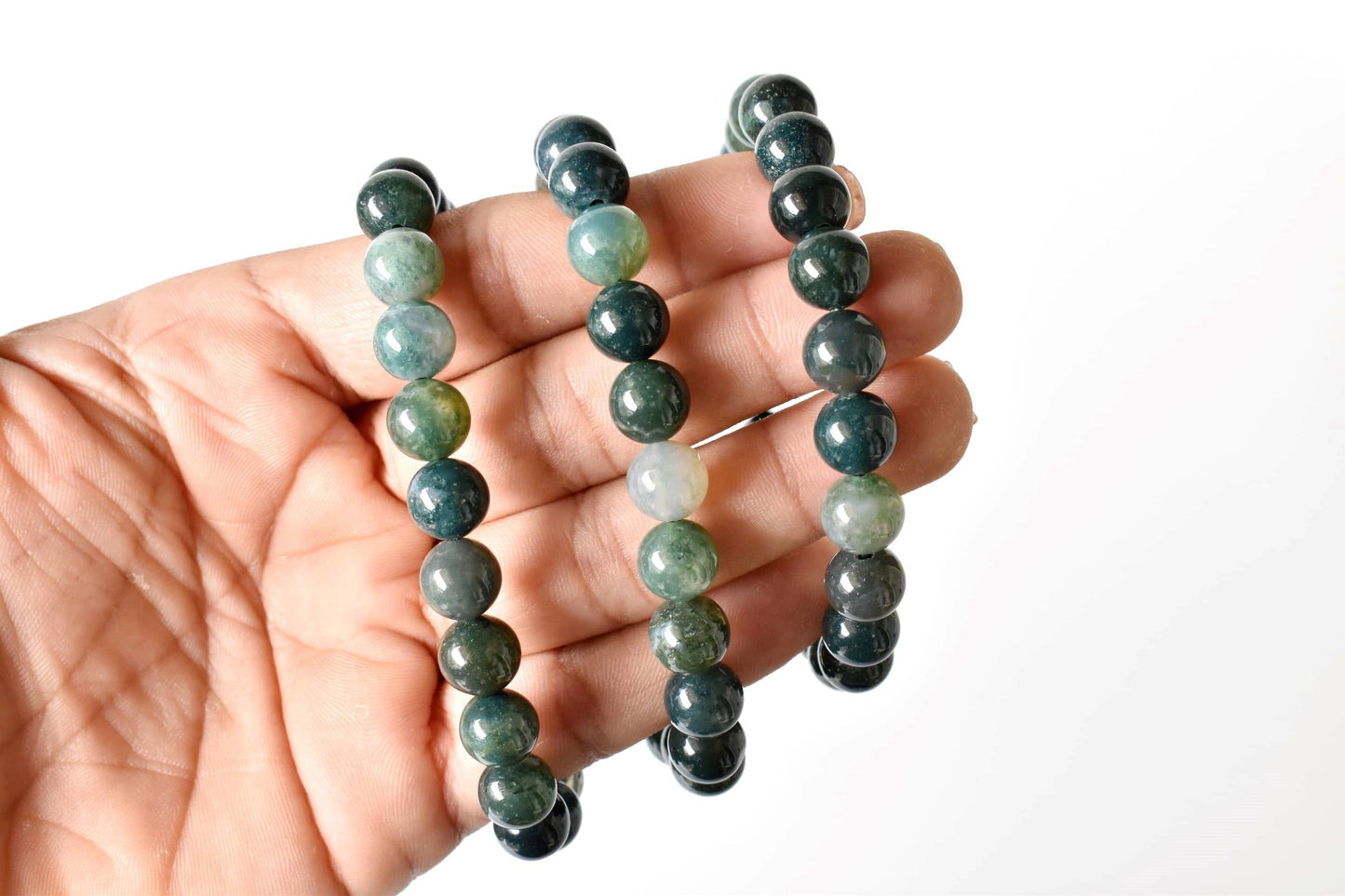 Moss Agate Bracelet 4mm