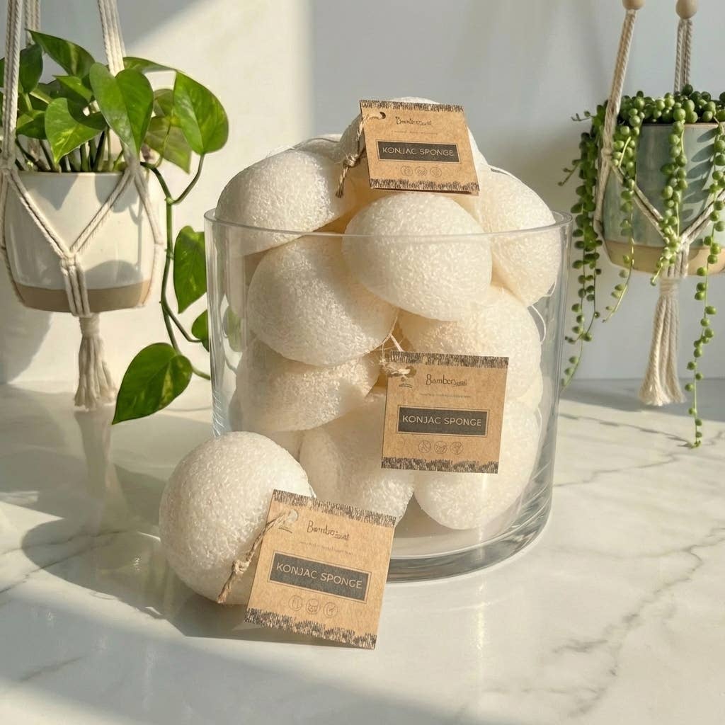 Natural Konjac Facial Cleansing Sponge | Seafoam Green