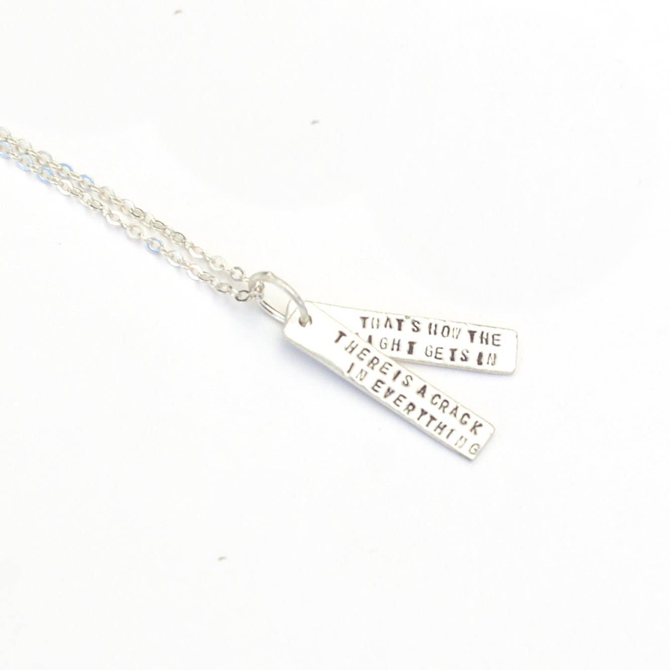 Sterling Silver Leonard Cohen Quote Necklace