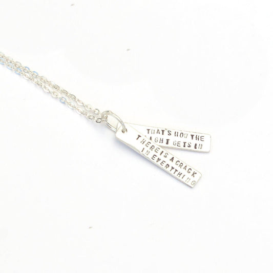 Sterling Silver Leonard Cohen Quote Necklace