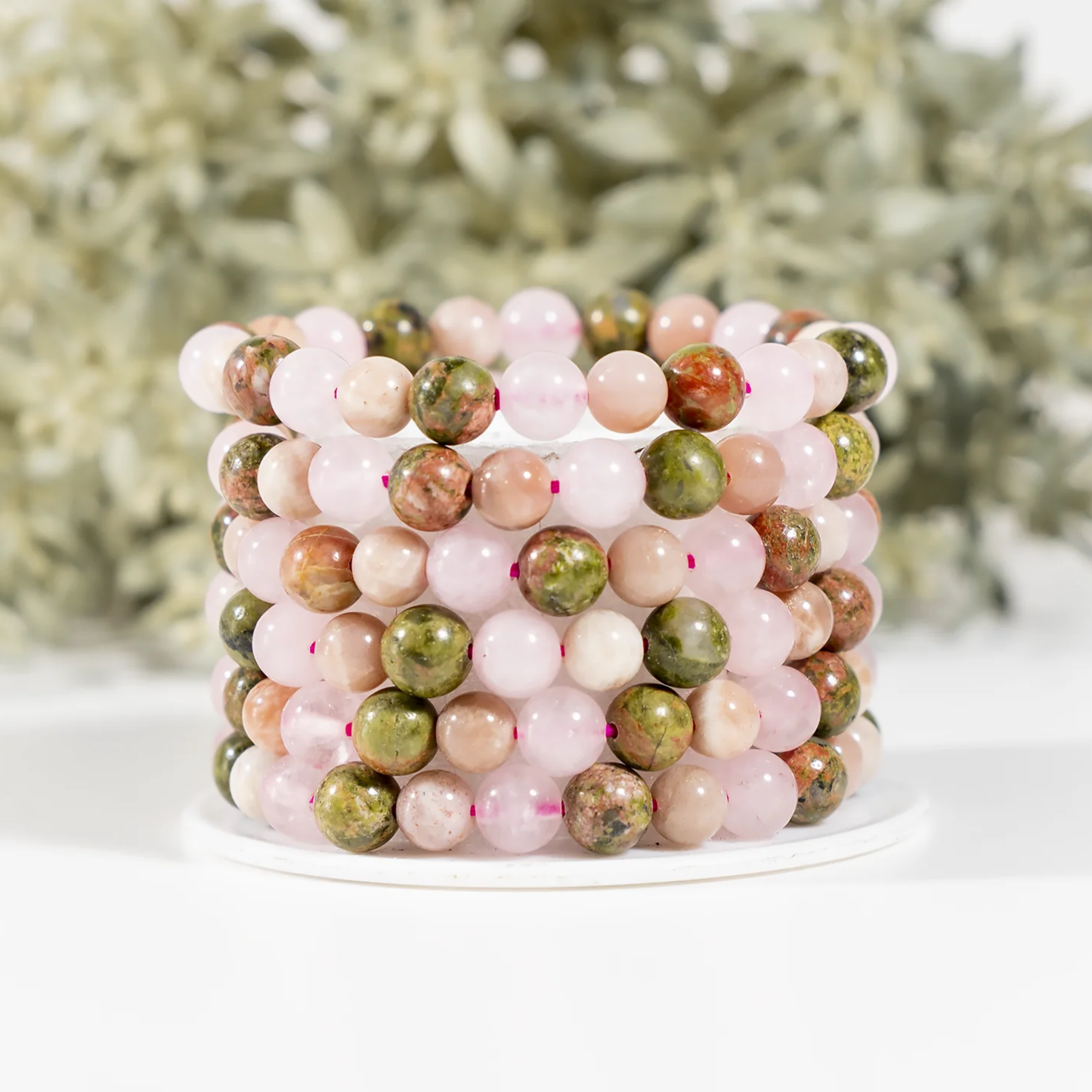 Moonstone, Unakite & Rose Quartz Fertility Bracelet 8mm