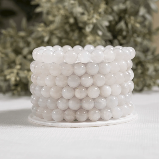 White Rainbow Moonstone Bracelet 6mm