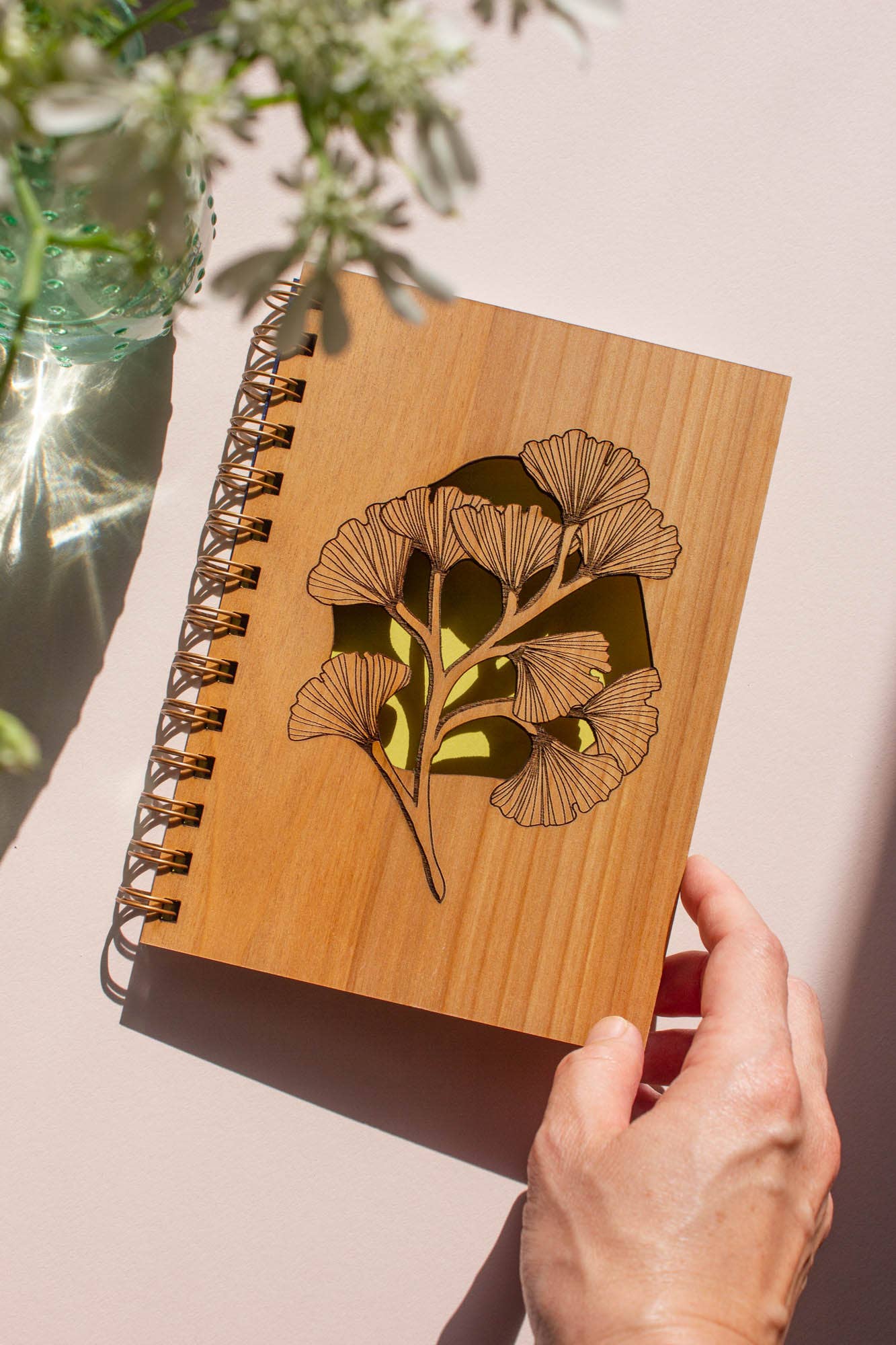 Ginkgo Leaves Wood Journal