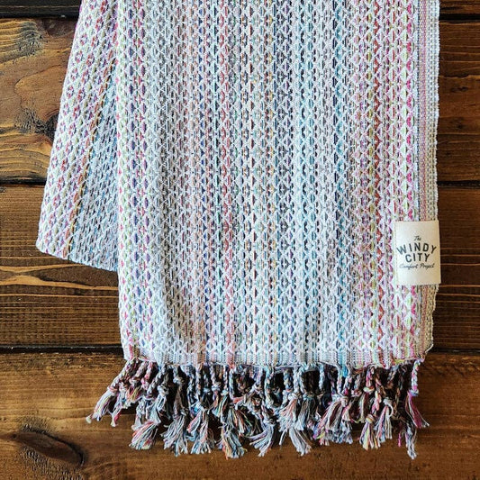 Rainbow Bright White Spring Turkish Blanket