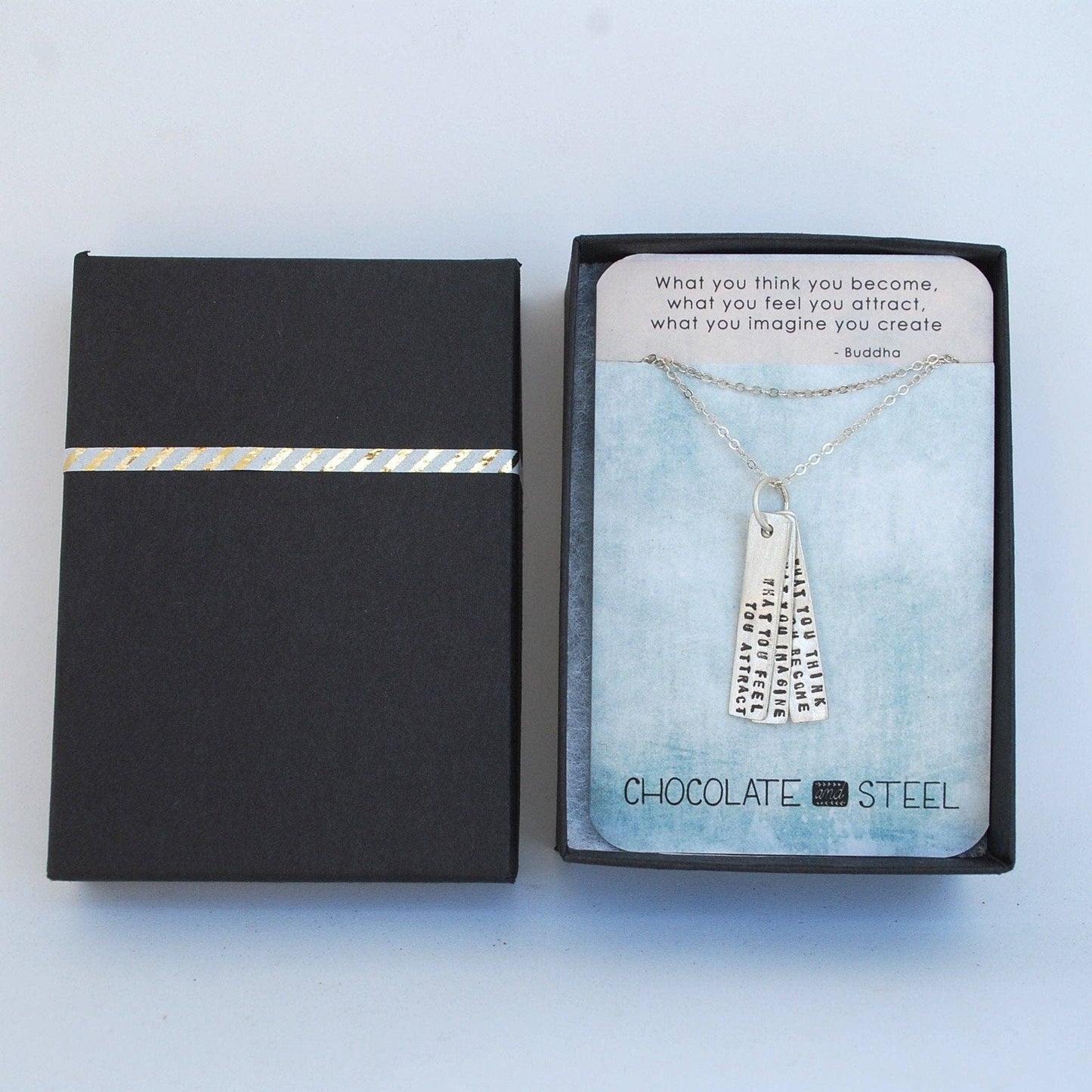 Sterling Silver Buddha Quote Necklace