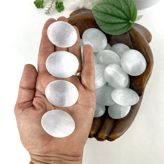 Petite Selenite Palm Stone