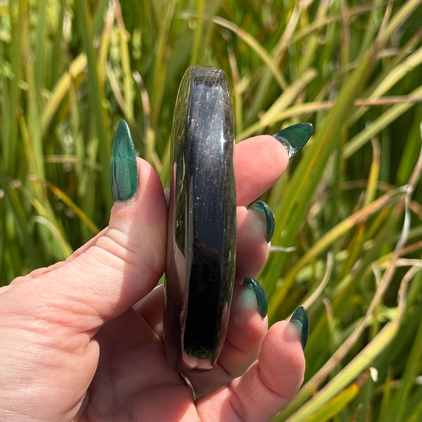 Silver Sheen Obsidian Crescent Moon