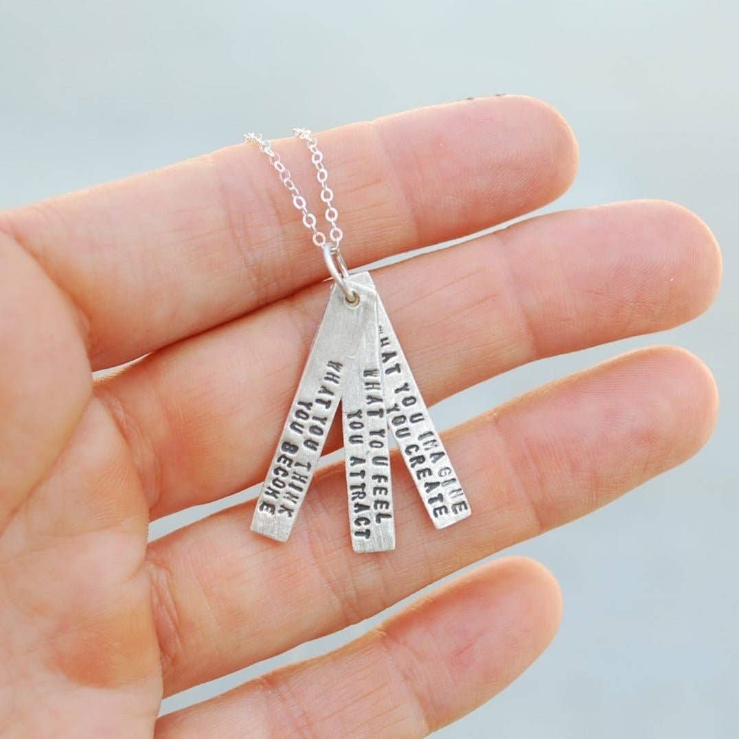 Sterling Silver Buddha Quote Necklace