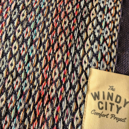 Rainbow Navy Blue Turkish Blanket