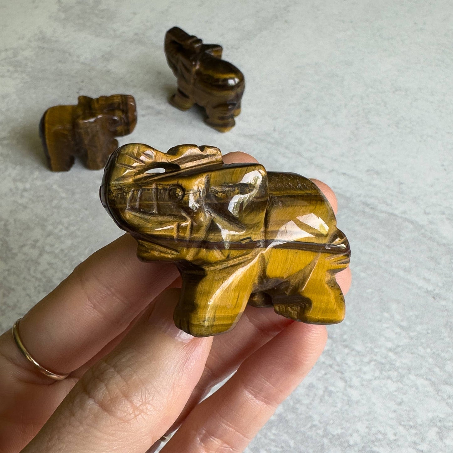 Hand Carved Tiger's Eye Elephant
