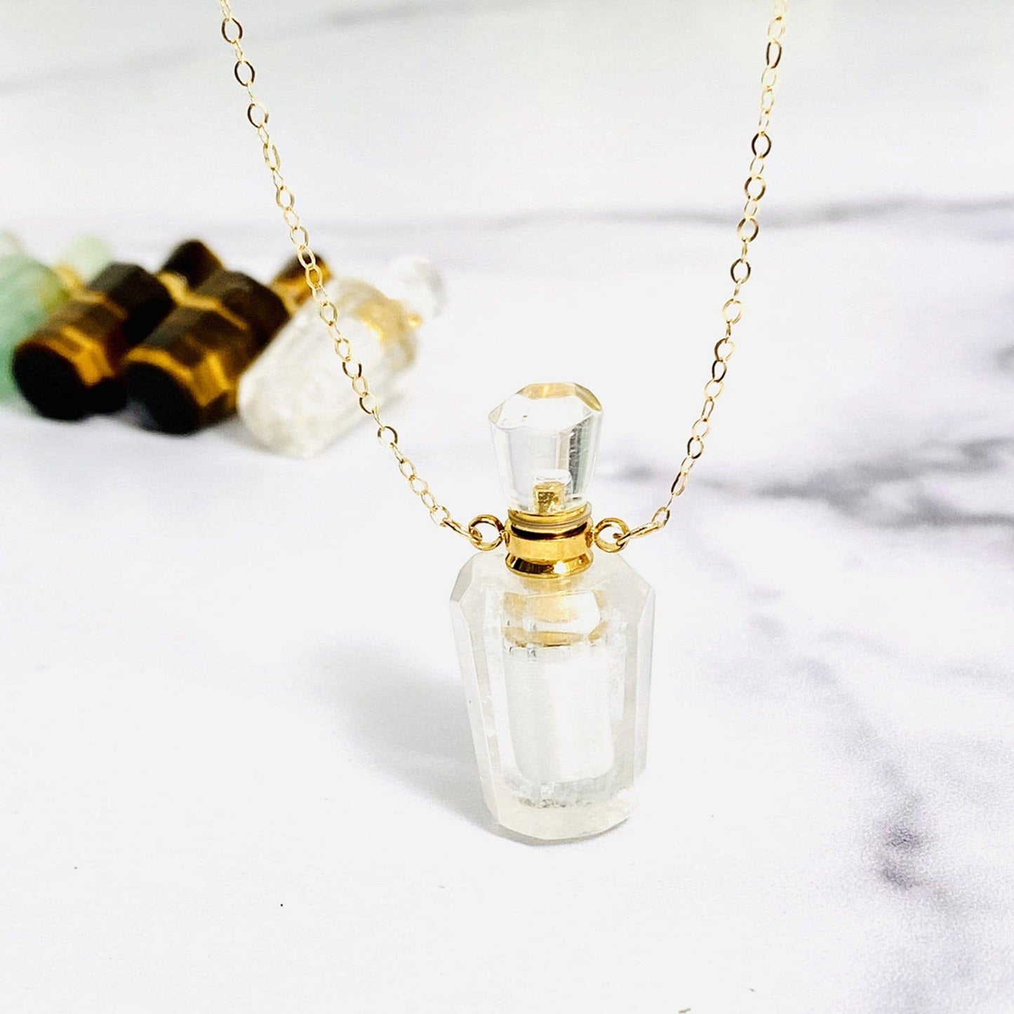 Round Gemstone Essential Oil Pendant