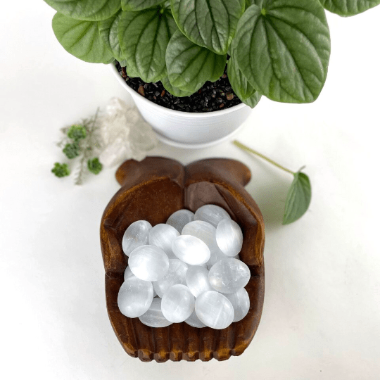 Petite Selenite Palm Stone