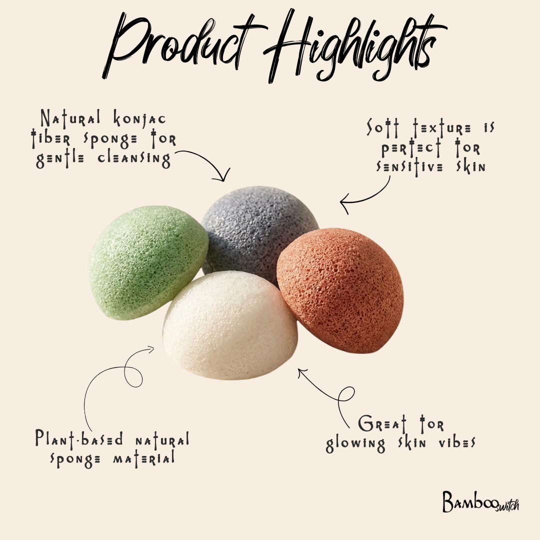 Natural Konjac Facial Cleansing Sponge | Charcoal
