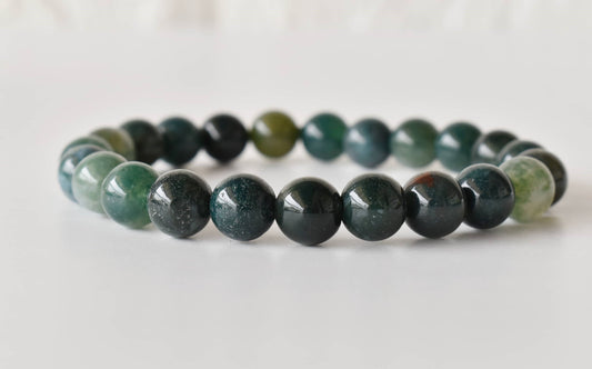 Moss Agate Bracelet 4mm