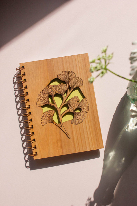 Ginkgo Leaves Wood Journal