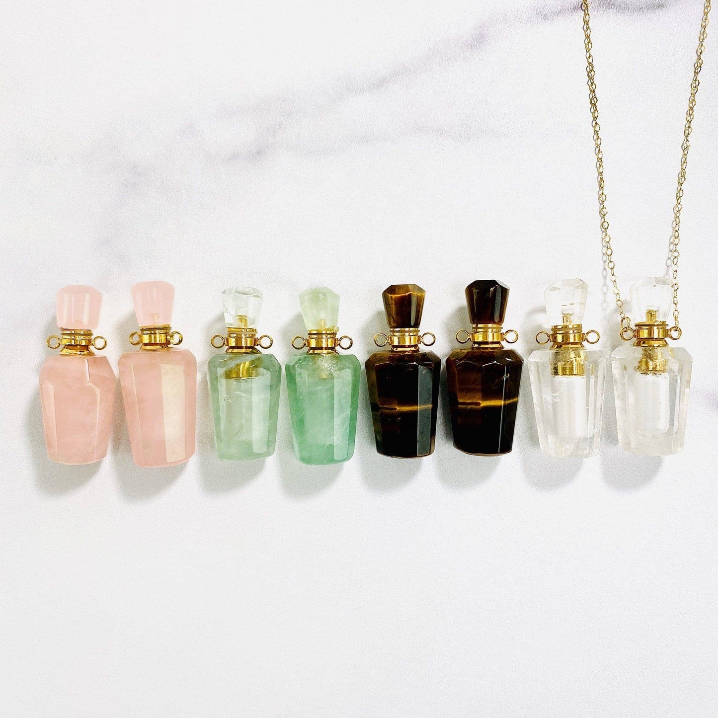 Round Gemstone Essential Oil Pendant