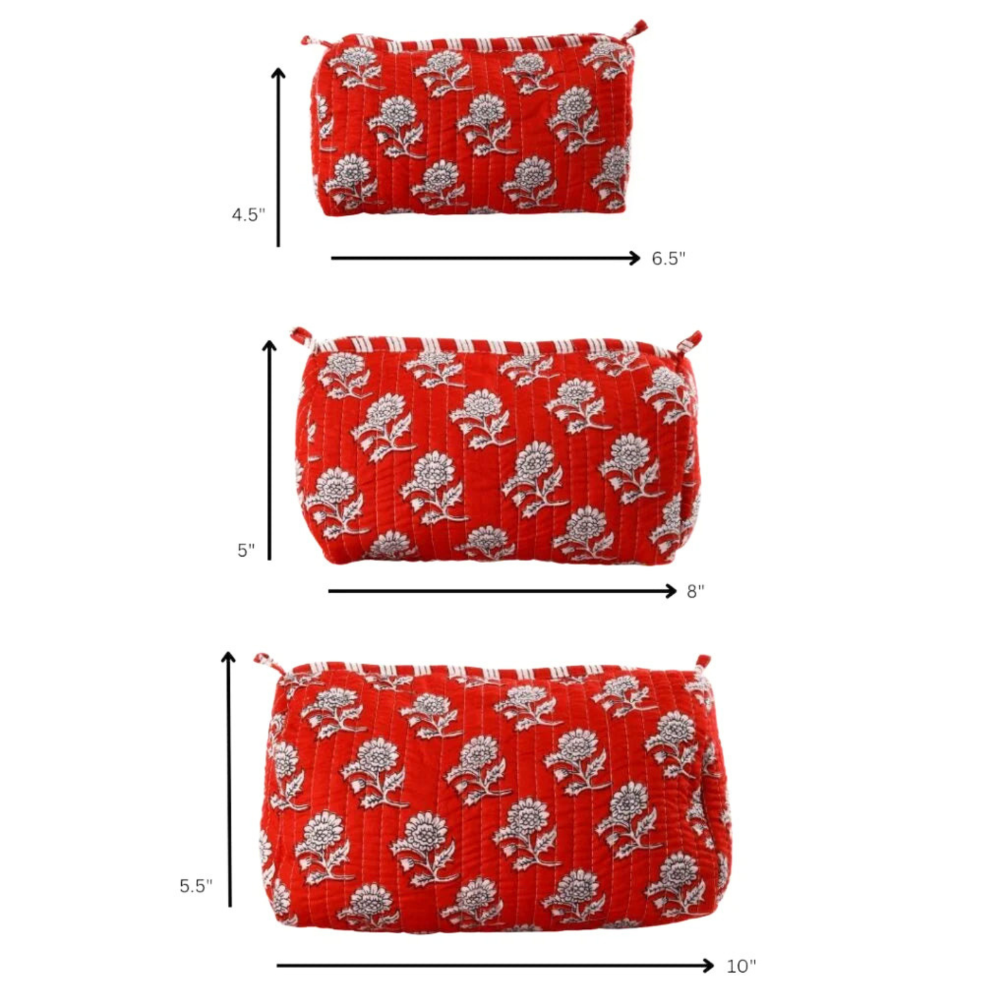 Red Floral Heritage Travel Pouch
