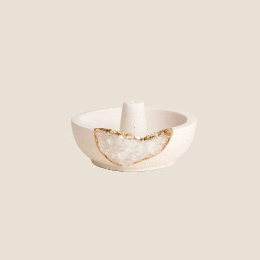 Natural Quartz Geode Incense Holder