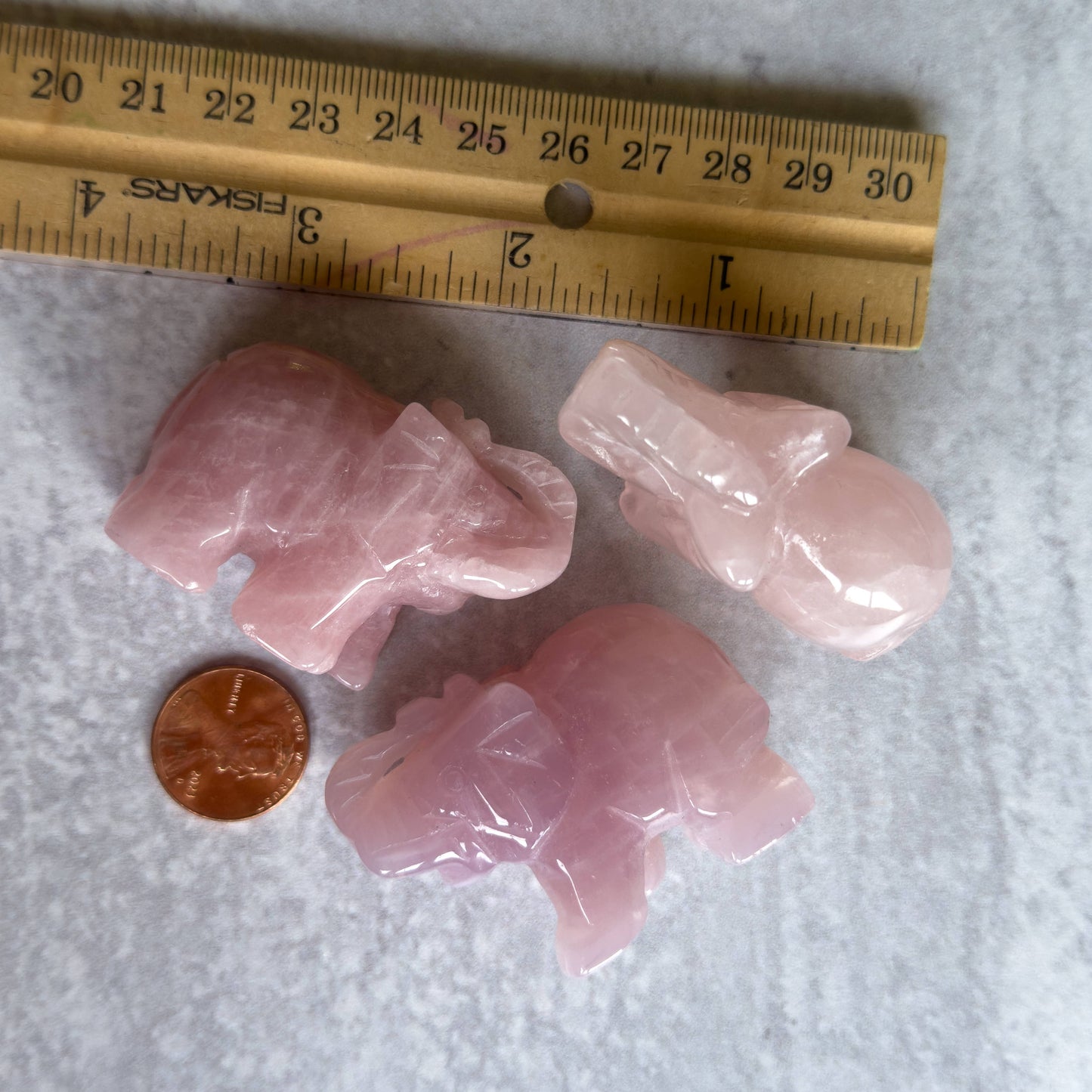 Hand Carved Rose Quartz Elephant
