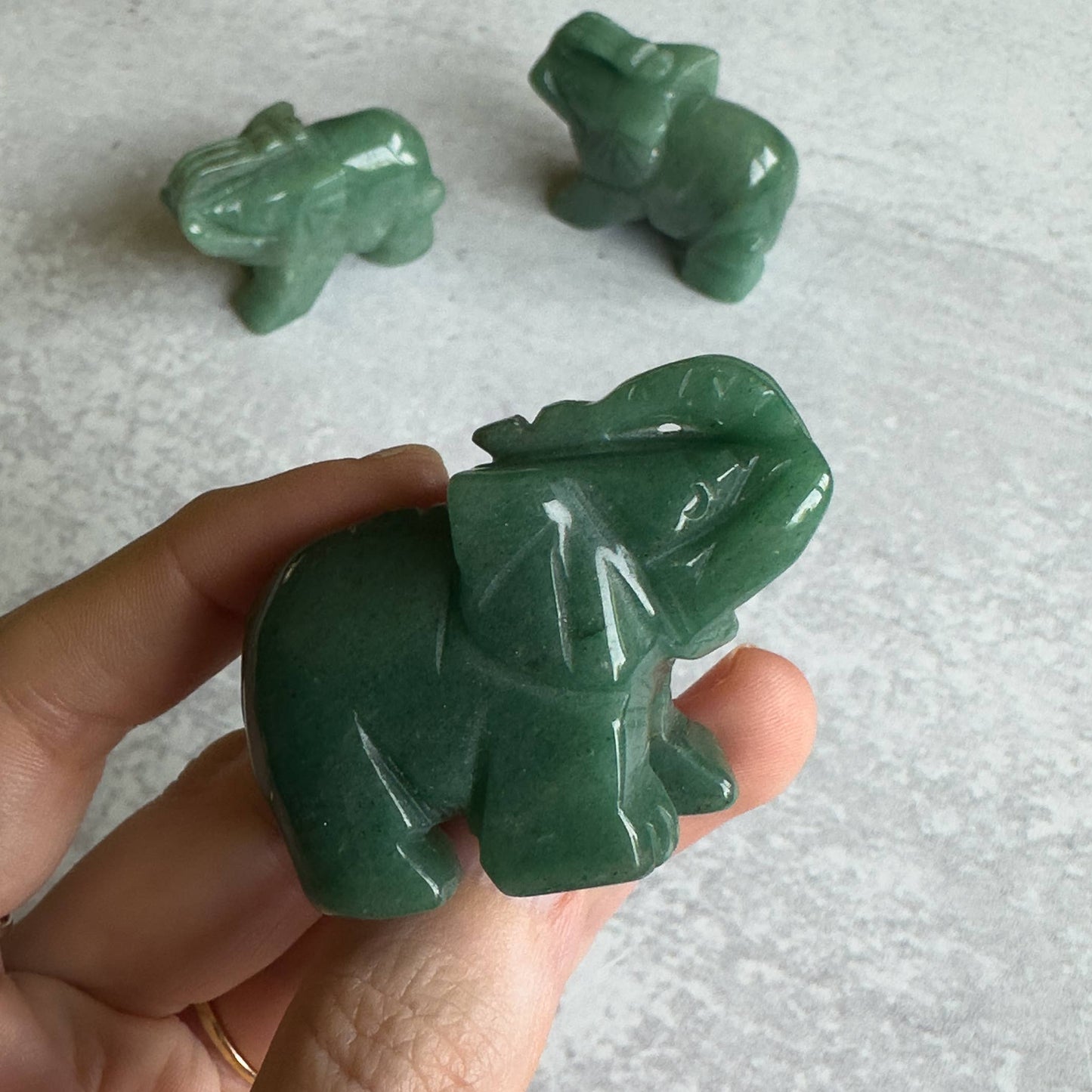 Hand Carved Aventurine Elephant