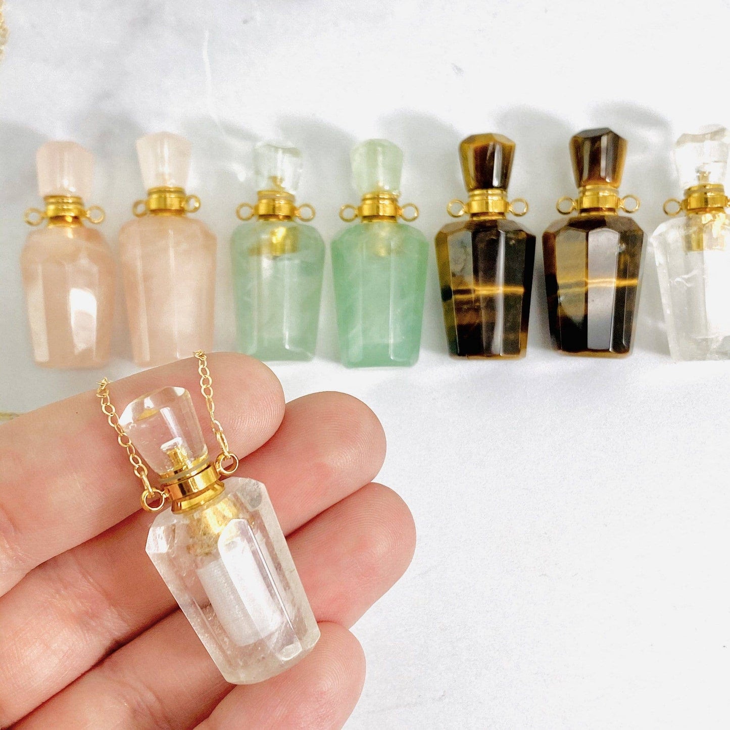 Round Gemstone Essential Oil Pendant