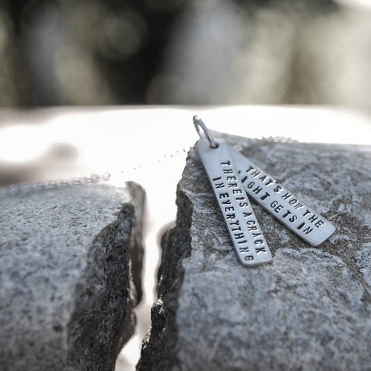 Sterling Silver Leonard Cohen Quote Necklace